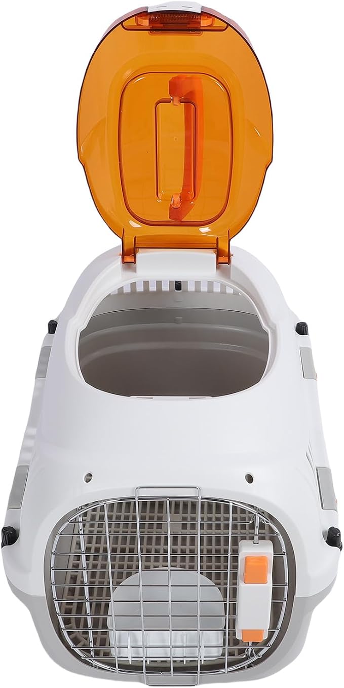 Hard Shell Pet Carrier, Airline Cat & Dog Travel Crate, Large Space for Outdoors Trip, Plastic Pet Kennel, for Vehicle Transport