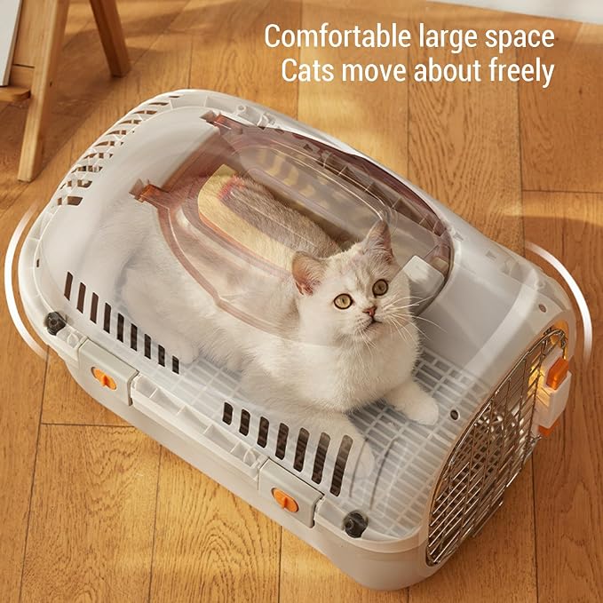 Hard Shell Pet Carrier, Airline Cat & Dog Travel Crate, Large Space for Outdoors Trip, Plastic Pet Kennel, for Vehicle Transport