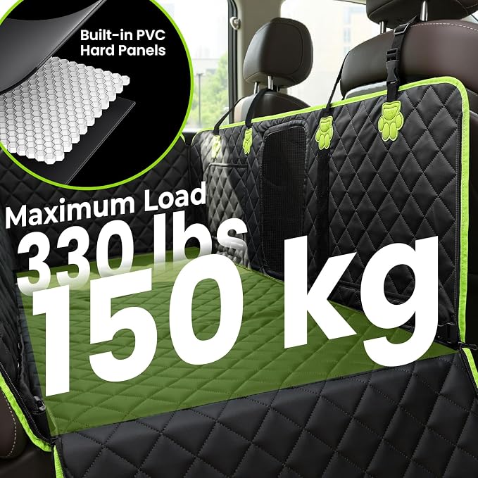 2-in-1 Dog Car Seat Cover, Waterproof Hammock Back Seat for Dogs