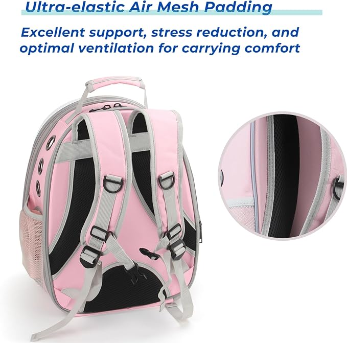 Pet Carrier Backpack, Bubble Backpack Carrier, Cats and Puppies,Airline-Approved, Designed for Travel, Hiking, Walking & Outdoor Use Back Expandable-Pink