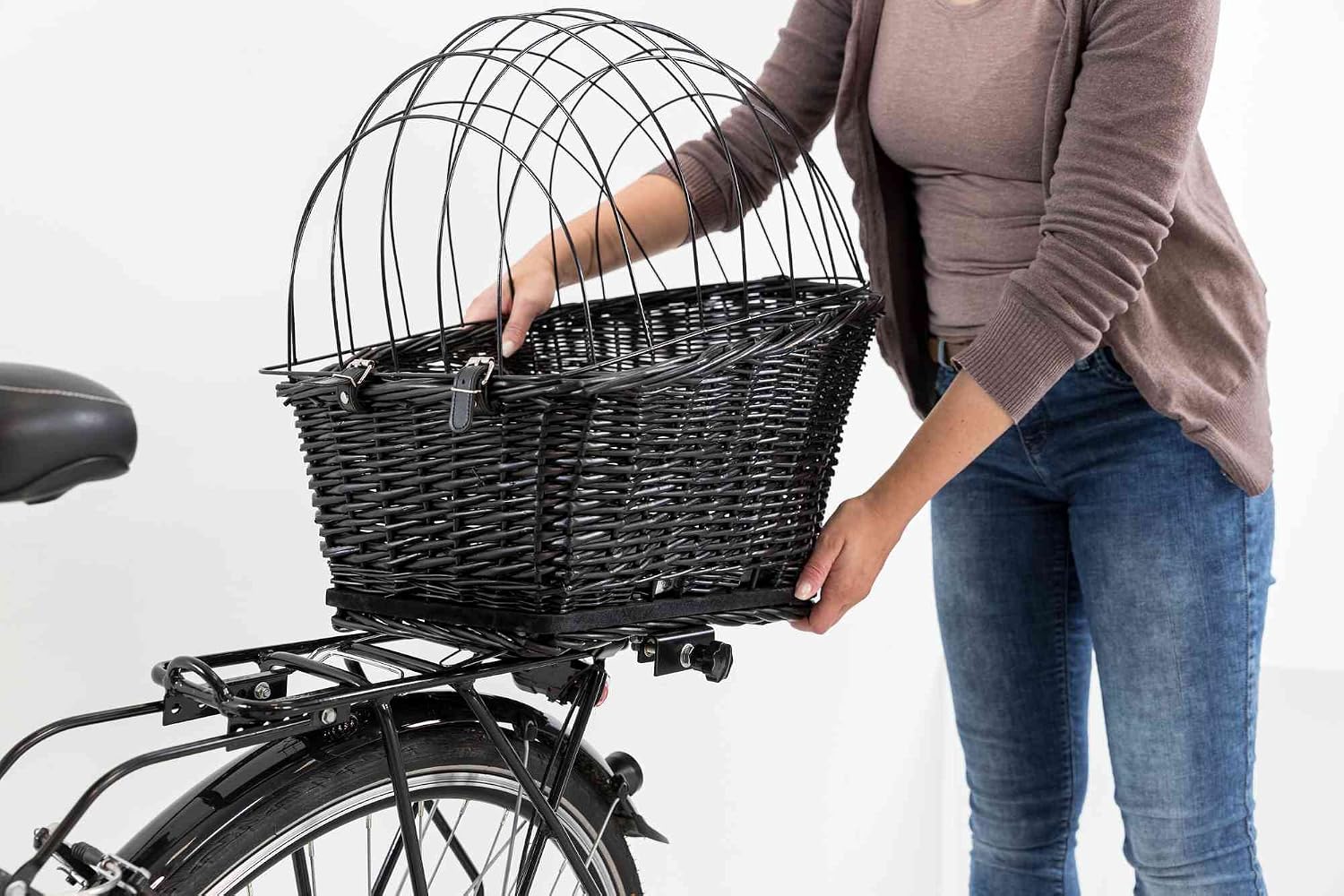 TRIXIE Bicycle Basket with Grille for Pannier Rack