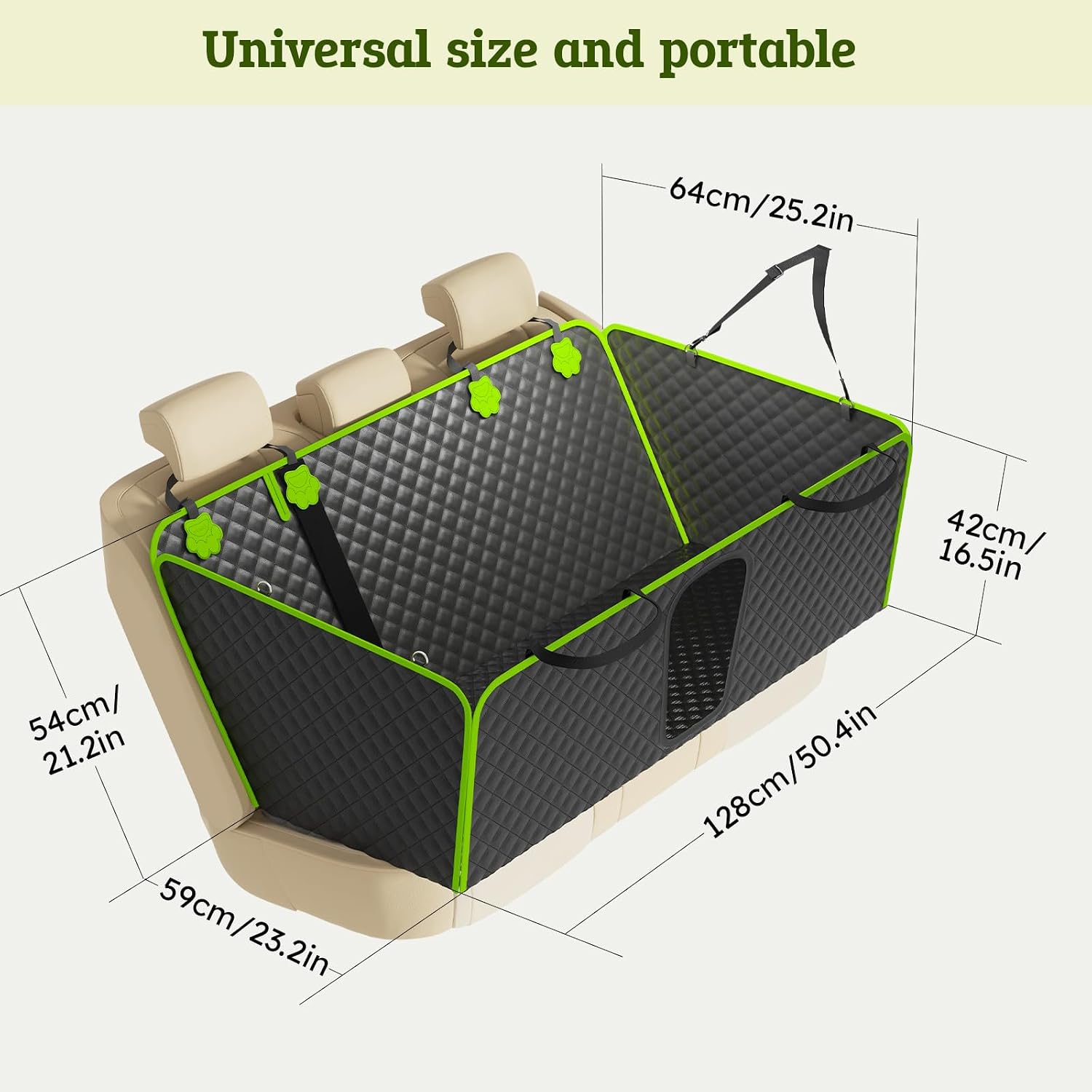 2-in-1 Dog Car Seat Cover, Waterproof Hammock Back Seat for Dogs