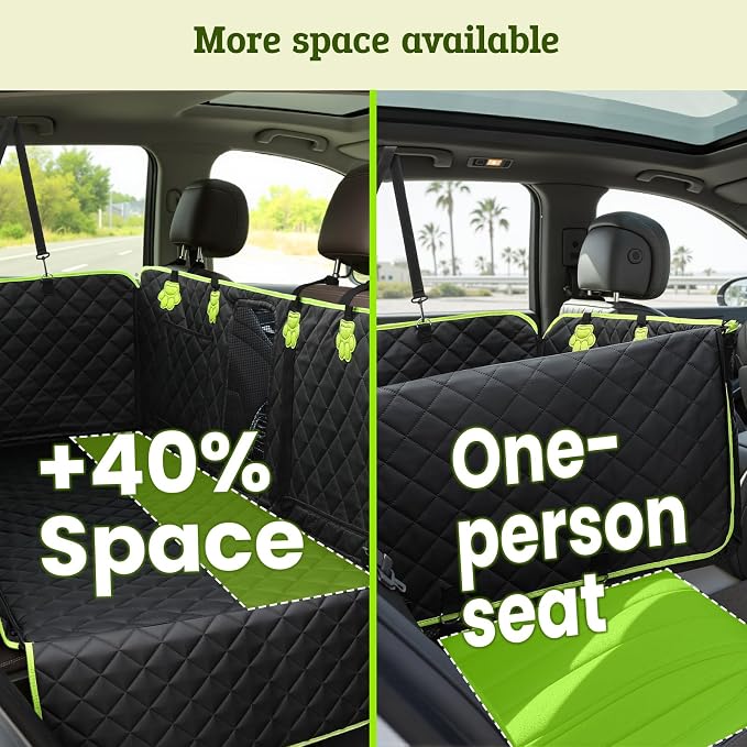 2-in-1 Dog Car Seat Cover, Waterproof Hammock Back Seat for Dogs