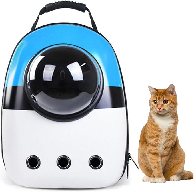 Pet Travel Carrier, Cat Dog Dome Space Capsule Bubble Backpack, Portable Waterproof Breathable Knapsack for Hiking, Traveling (blue)