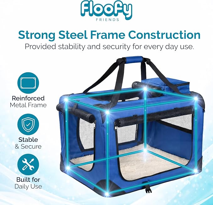 Soft-Sided Dog Travel Crate - Foldable, Breathable Pet Carrier for Small Dogs & Cats, Ideal for Car Travel & Home Use