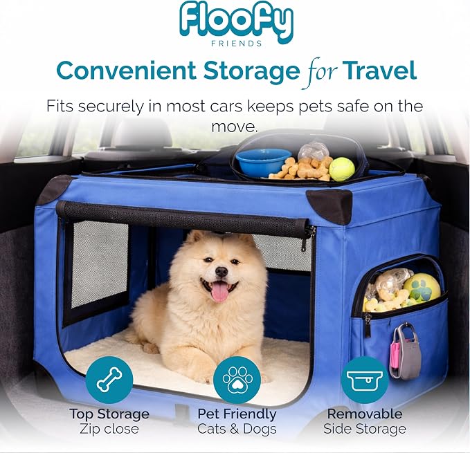 Soft-Sided Dog Travel Crate - Foldable, Breathable Pet Carrier for Small Dogs & Cats, Ideal for Car Travel & Home Use