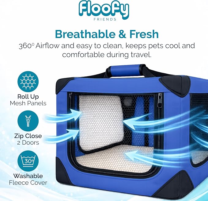 Soft-Sided Dog Travel Crate - Foldable, Breathable Pet Carrier for Small Dogs & Cats, Ideal for Car Travel & Home Use