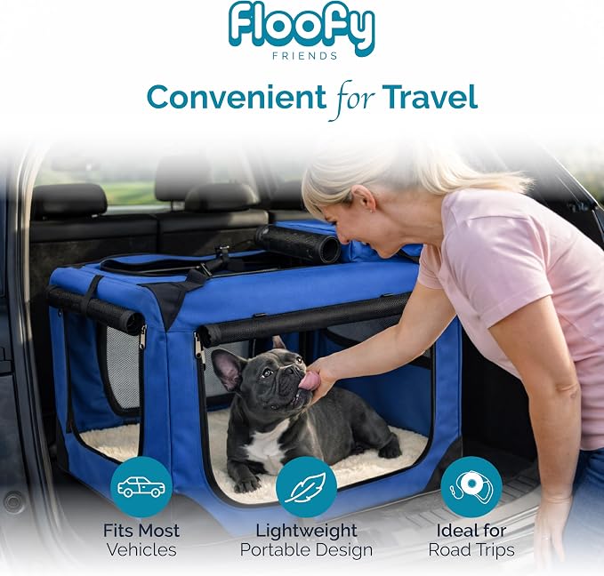 Soft-Sided Dog Travel Crate - Foldable, Breathable Pet Carrier for Small Dogs & Cats, Ideal for Car Travel & Home Use
