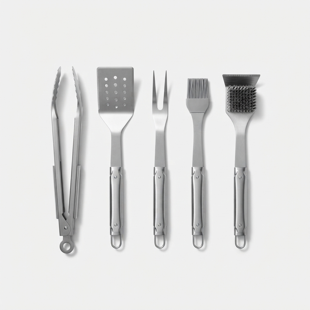 Five-piece stainless steel BBQ tool kit
