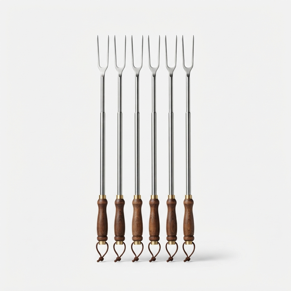 Telescoping campfire roasting sticks set