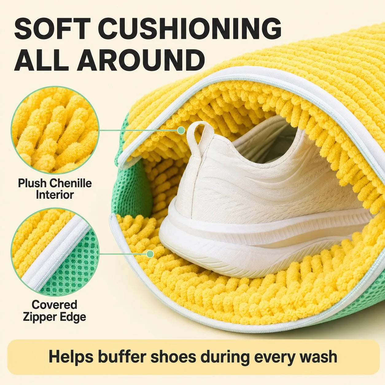 Reusable shoe washing bag