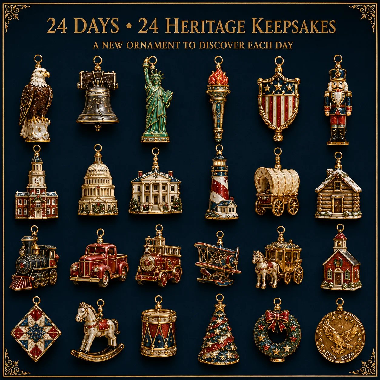 America 250th Anniversary Christmas Advent Calendar – 24 Heritage Keepsakes