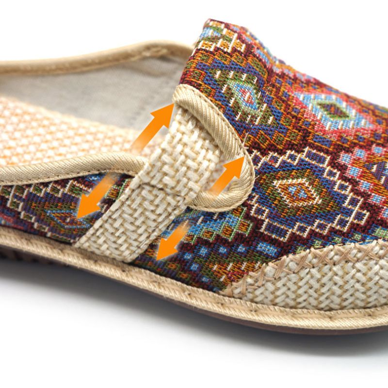 Women's Paisley Fabric Comfort Mule Sandals