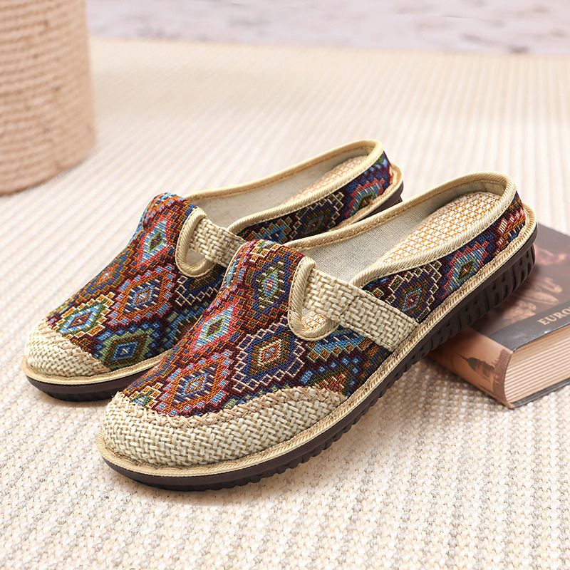 Women's Paisley Fabric Comfort Mule Sandals
