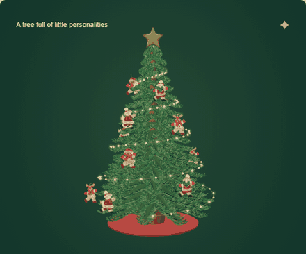 Christmas tree rotating with Santa, Snowman, Reindeer and Bear ornaments