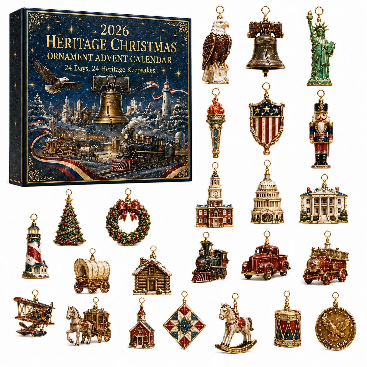 America 250th Anniversary Christmas Advent Calendar – 24 Heritage Keepsakes