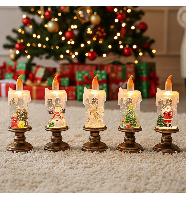 Christmas candle light collection near a tree