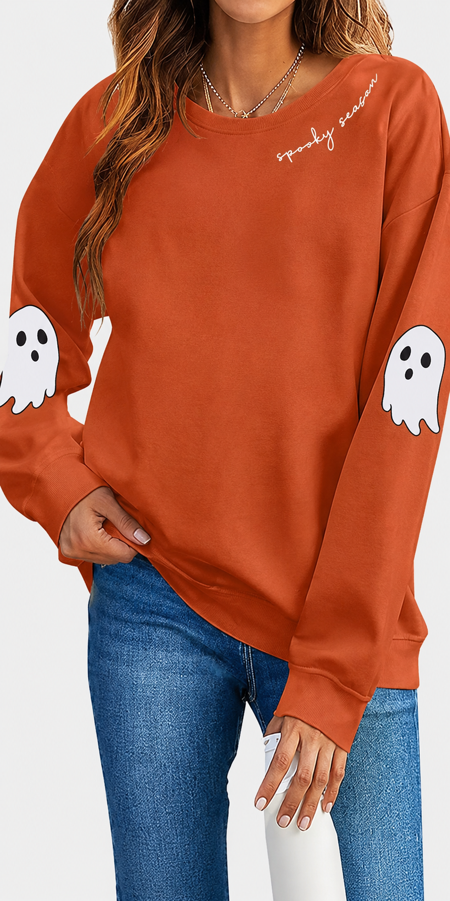 👻Women's Halloween Ghost Sweatshirt🎃 – Spooky Season Graphic Crewneck Pullover