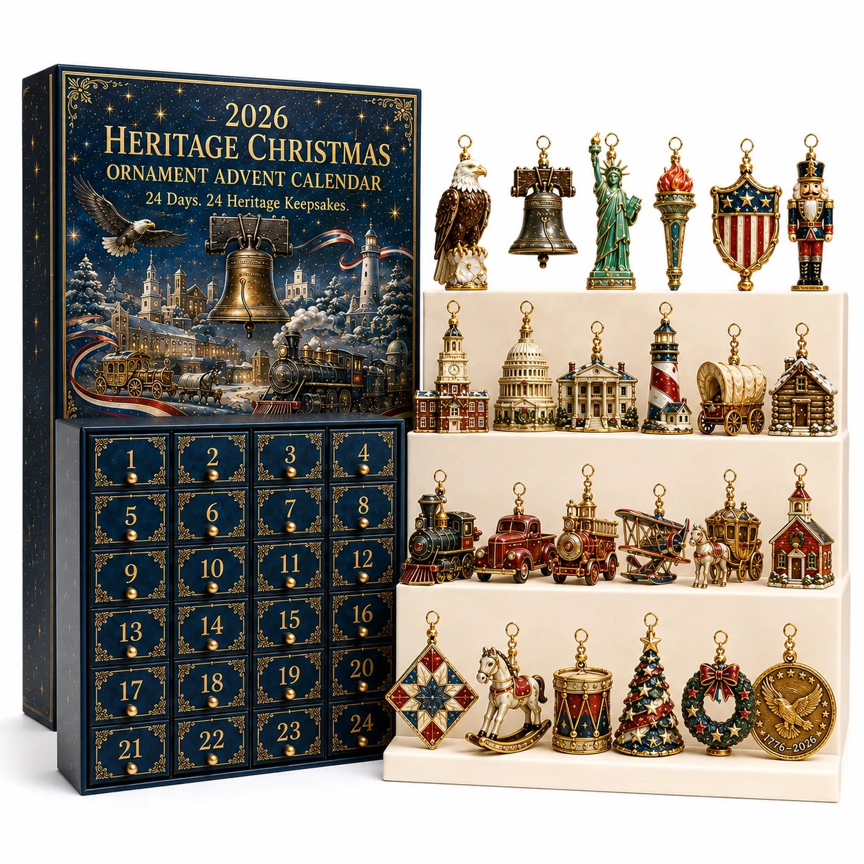 America 250th Anniversary Christmas Advent Calendar – 24 Heritage Keepsakes