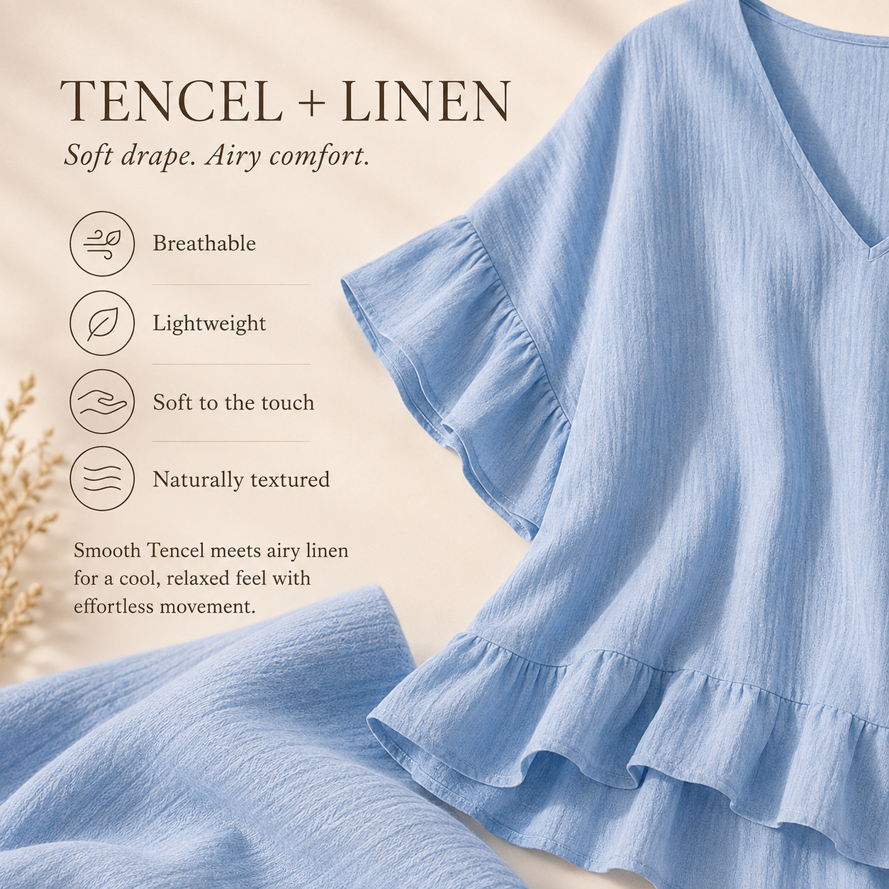 Ruffle Hem V-Neck Blouse