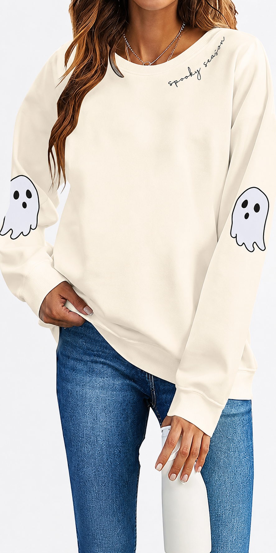 👻Women's Halloween Ghost Sweatshirt🎃 – Spooky Season Graphic Crewneck Pullover
