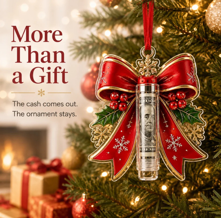 Cash holder ornament with removable gift tube
