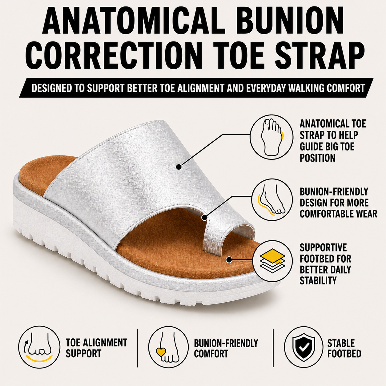 Women's Toe-Loop Arch-Support Wedge Sandals