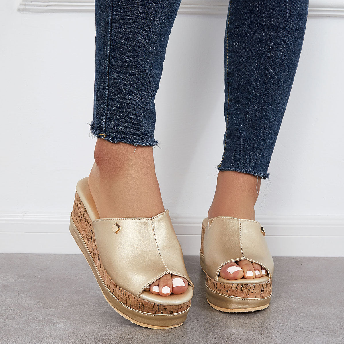 Women's Cork-Footbed Platform Wedge Slide Sandals — product image 17