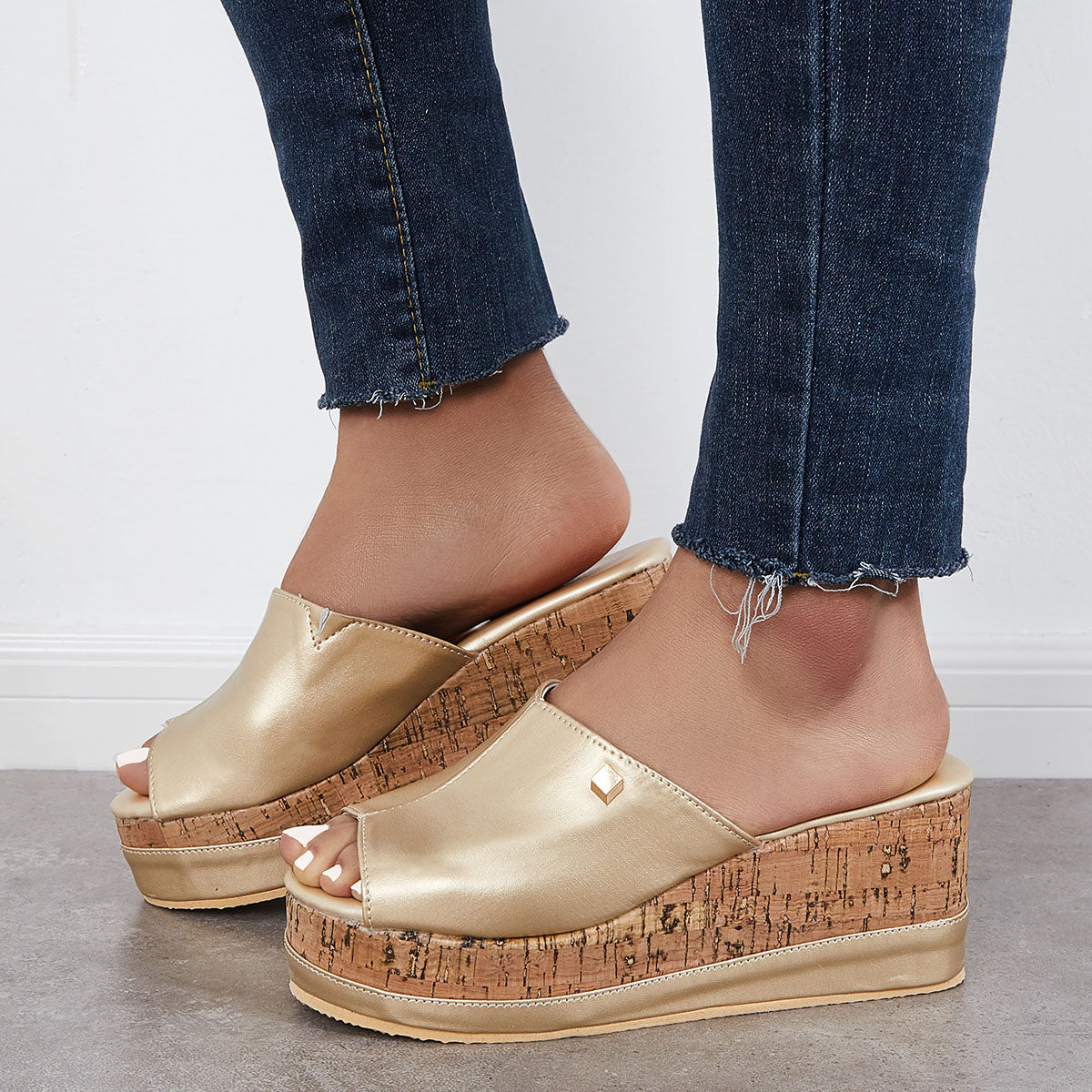 Women's Cork-Footbed Platform Wedge Slide Sandals — product image 15