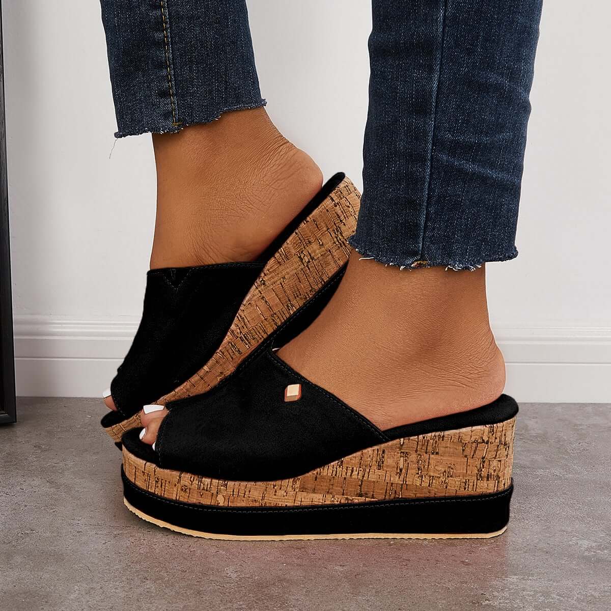 Women's Cork-Footbed Platform Wedge Slide Sandals — product image 1