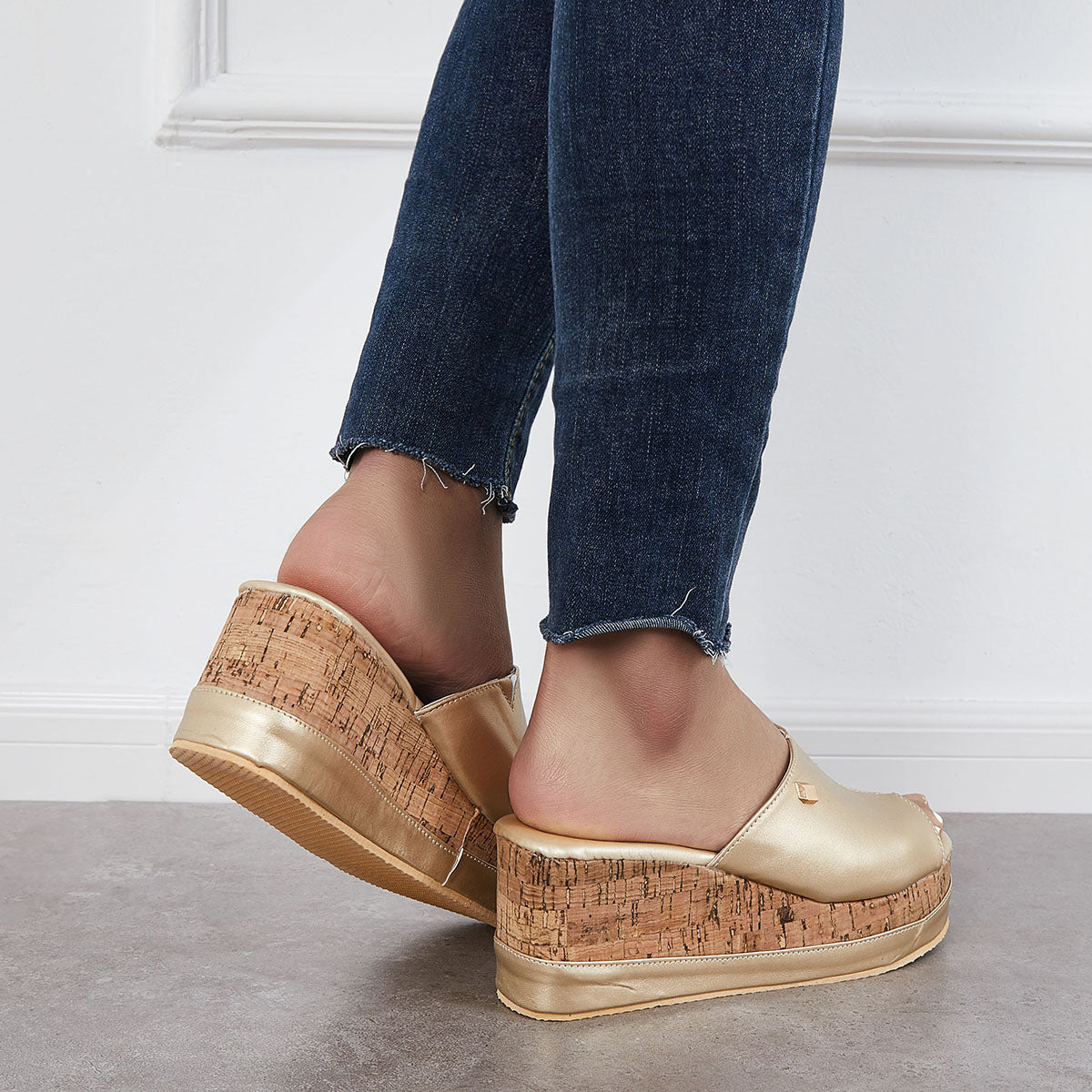 Women's Cork-Footbed Platform Wedge Slide Sandals — product image 19