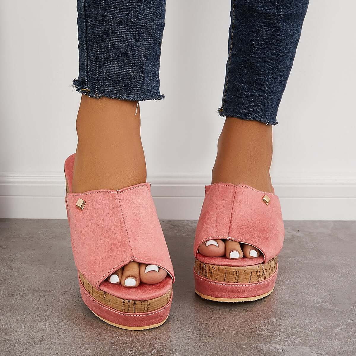 Women's Cork-Footbed Platform Wedge Slide Sandals — product image 6
