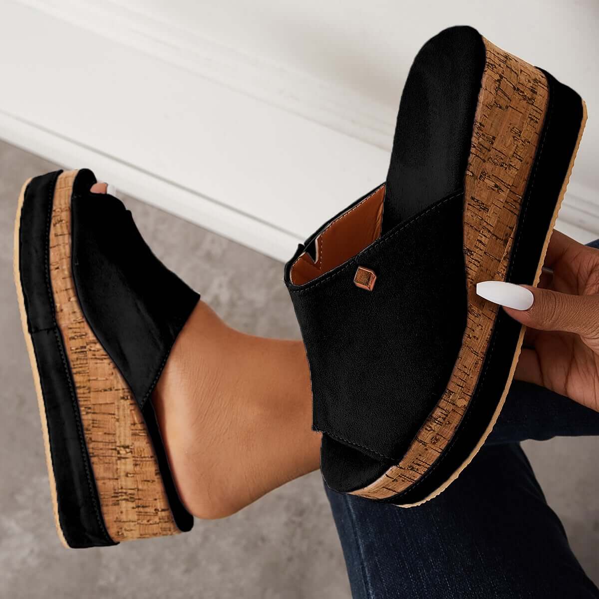 Women's Cork-Footbed Platform Wedge Slide Sandals — product image 4