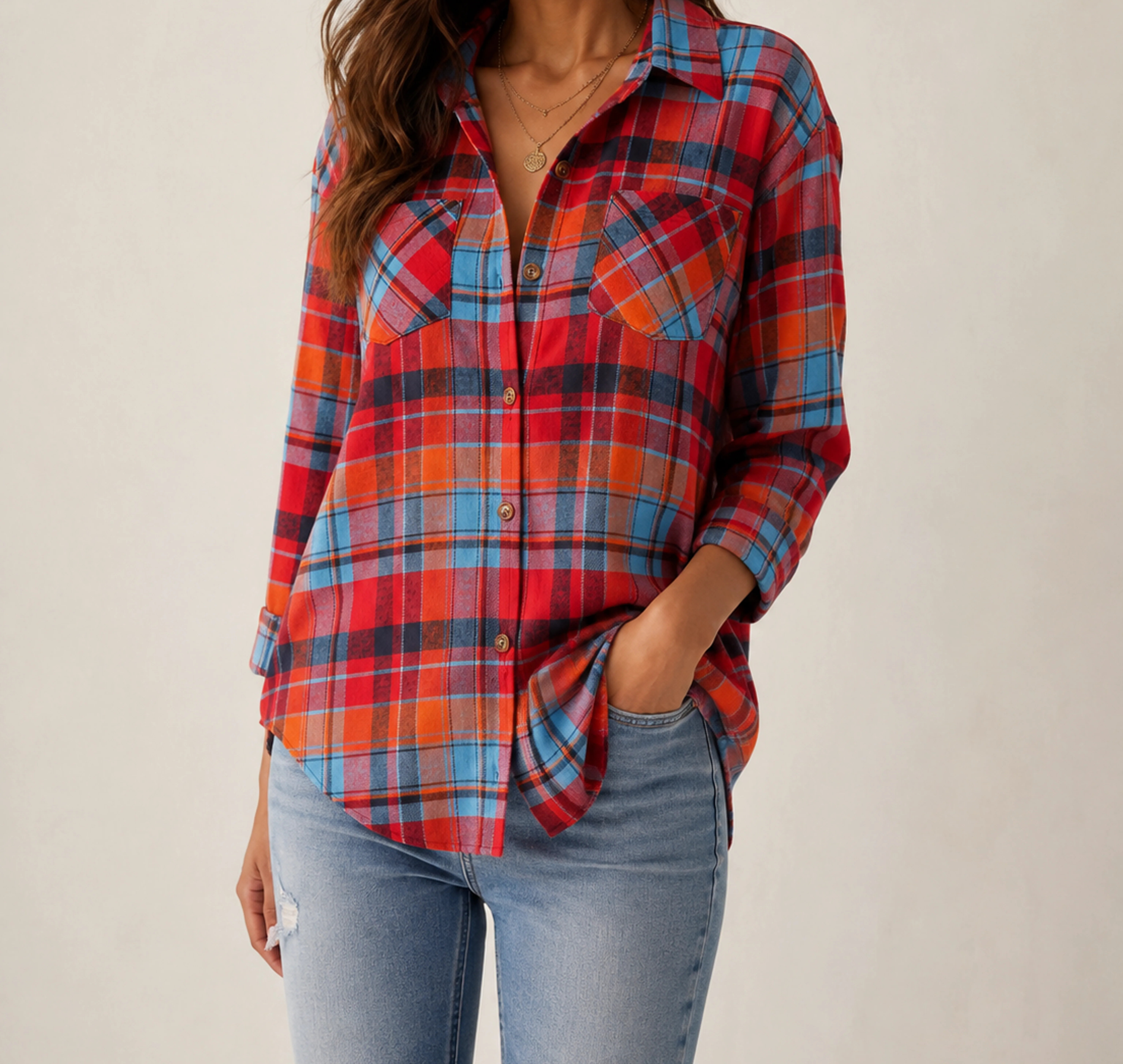 Red & Blue Plaid Harper plaid shirt