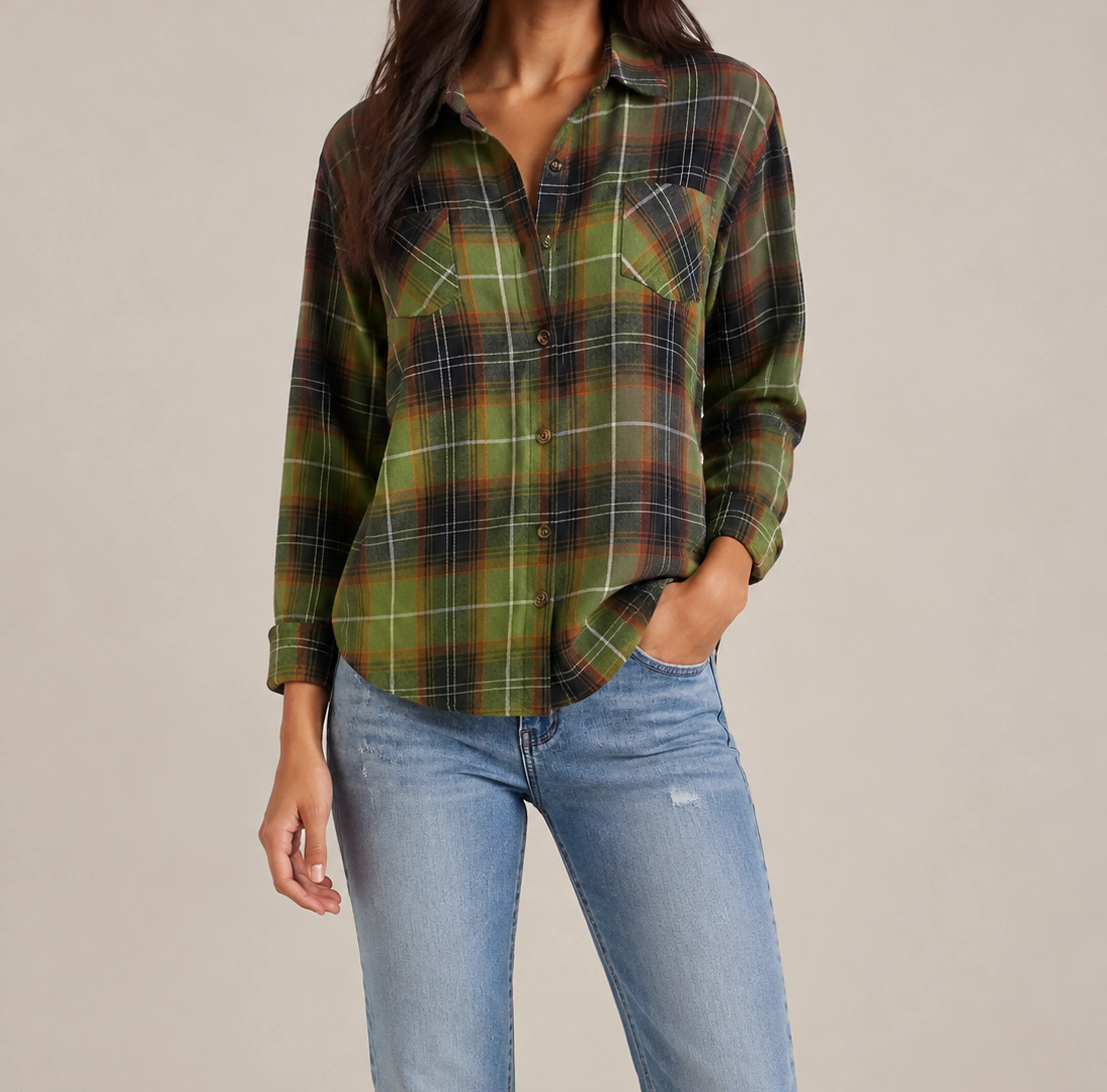 Olive Green Plaid Harper plaid shirt
