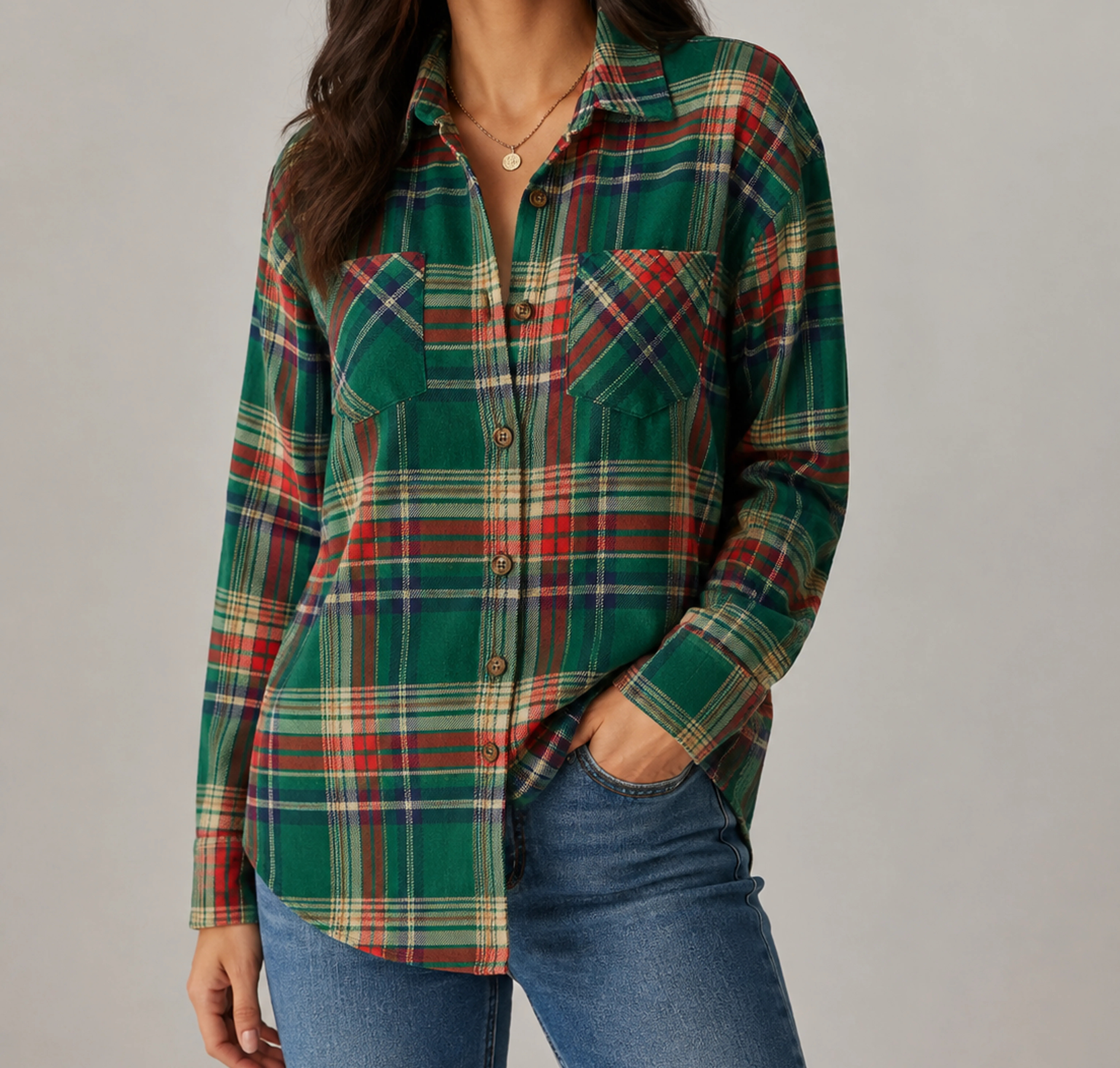 Forest Green & Red Plaid Harper plaid shirt