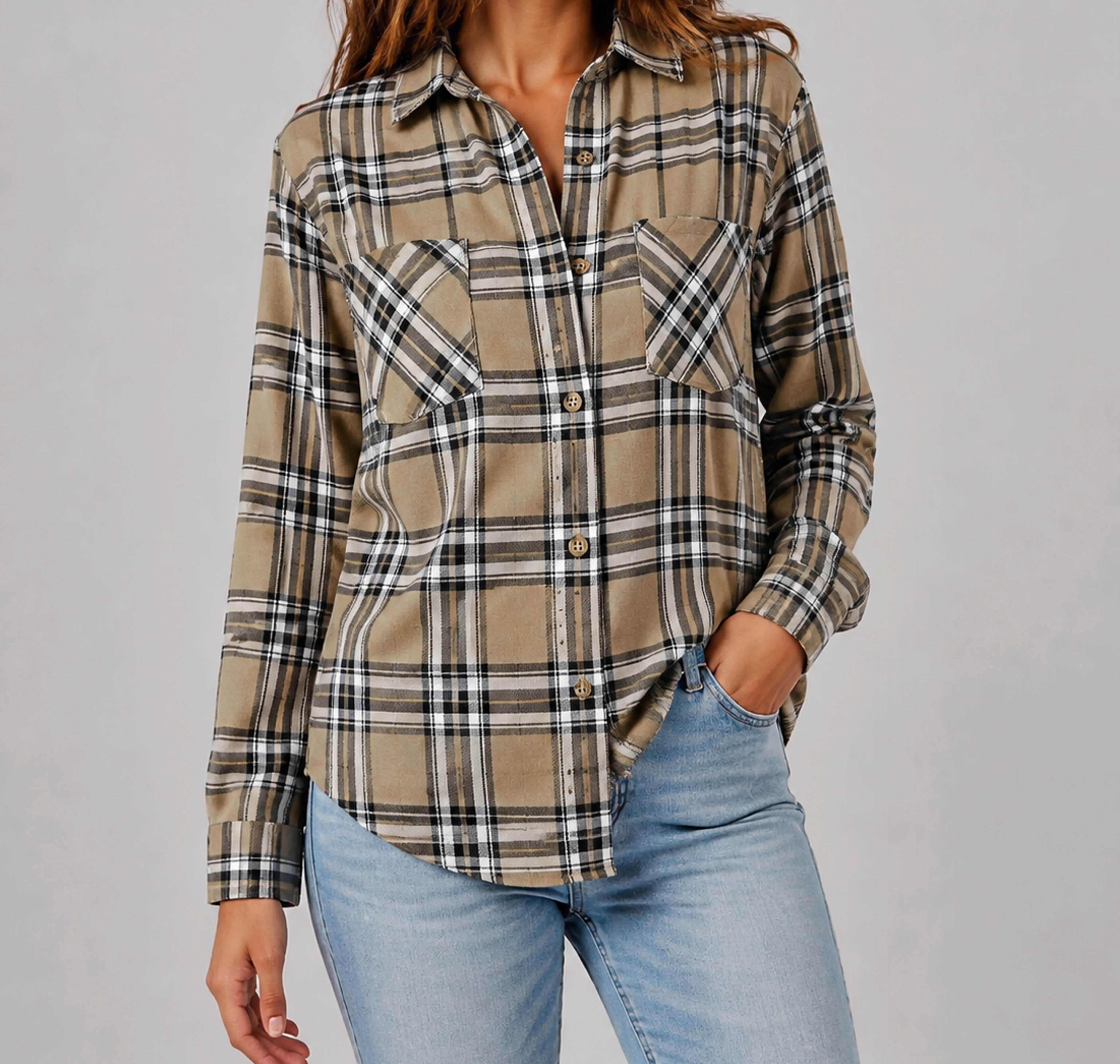 Khaki Plaid Harper plaid shirt
