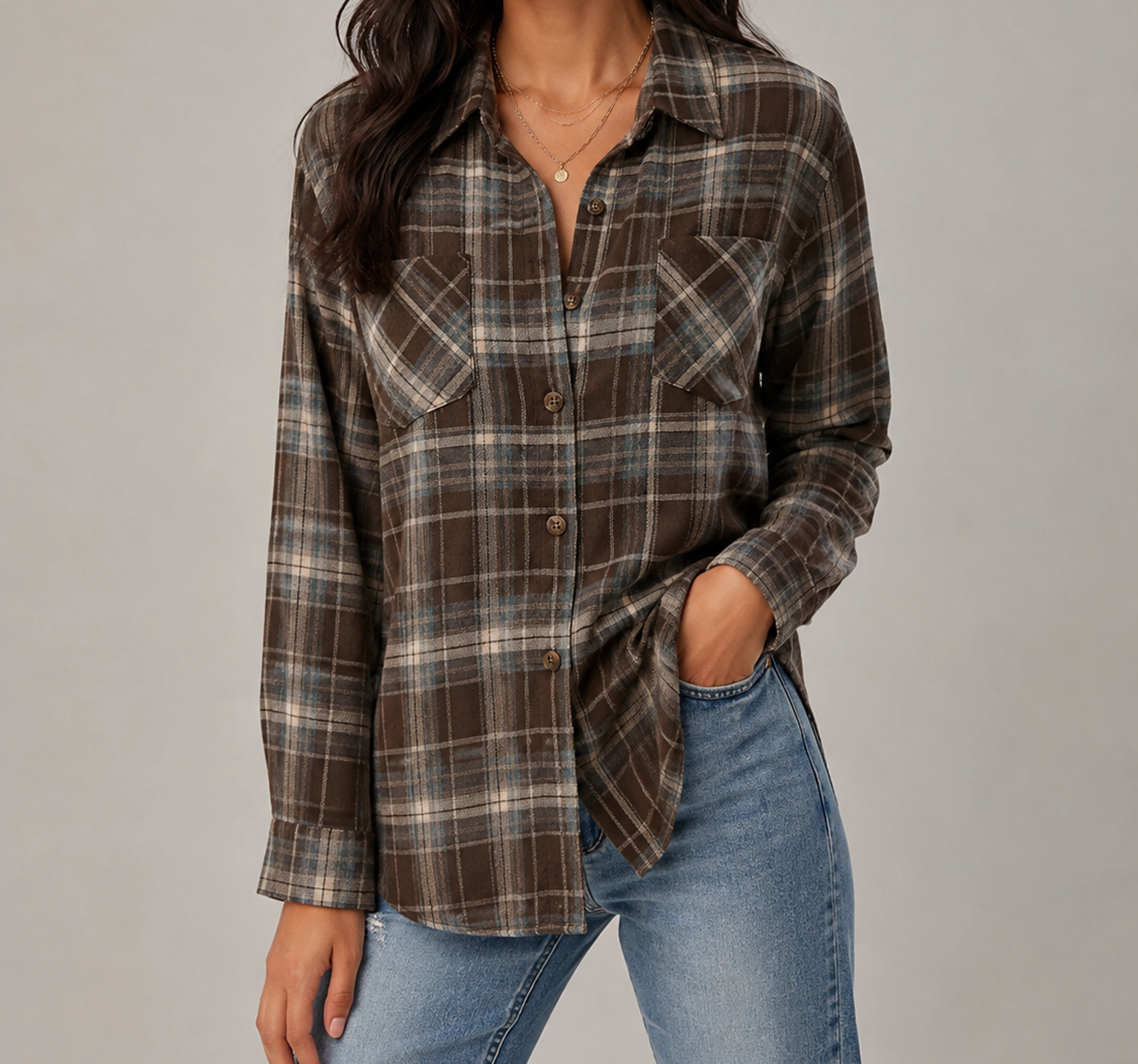 Chocolate Brown Plaid Harper plaid shirt