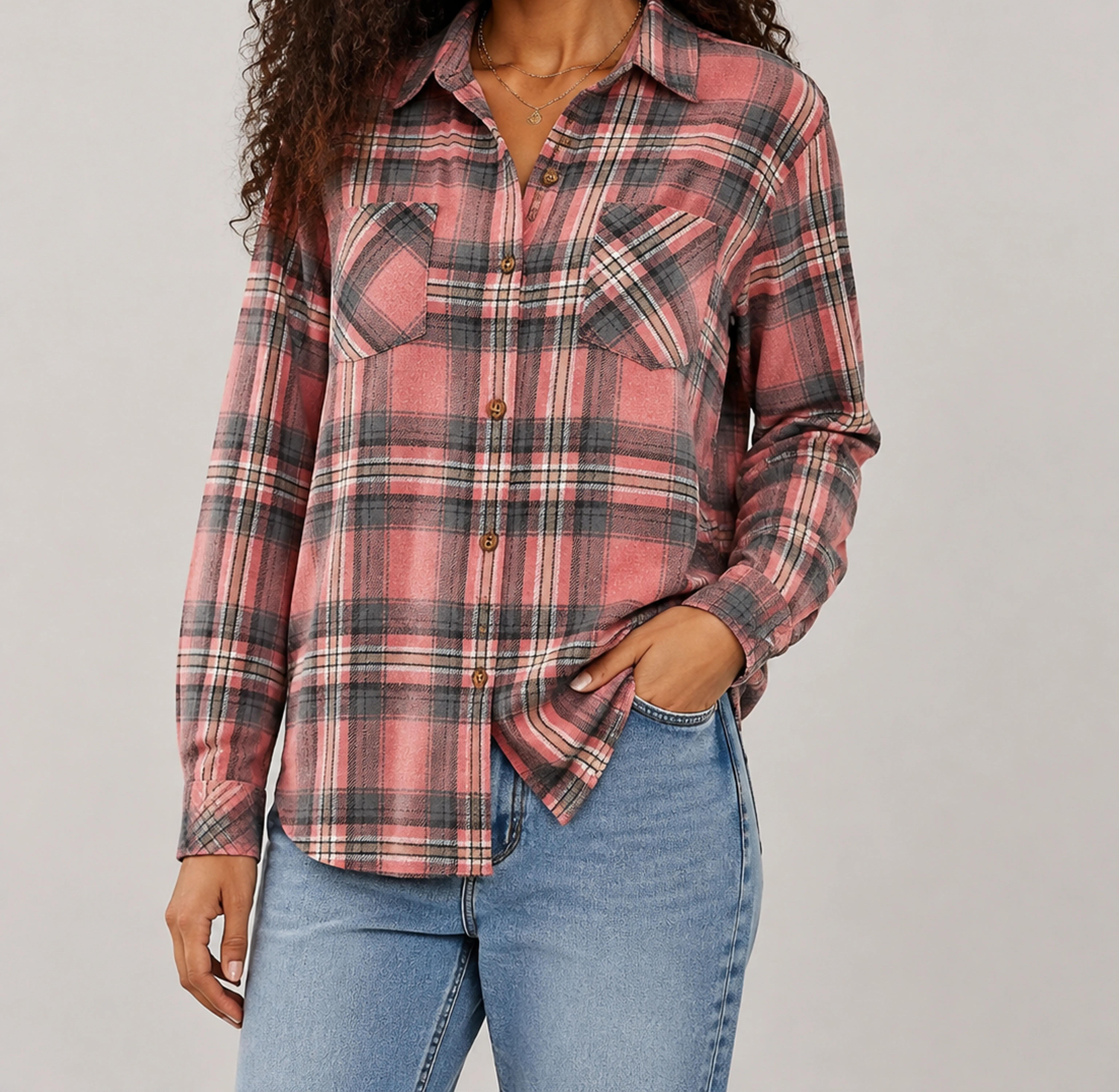 Dusty Rose Plaid Harper plaid shirt