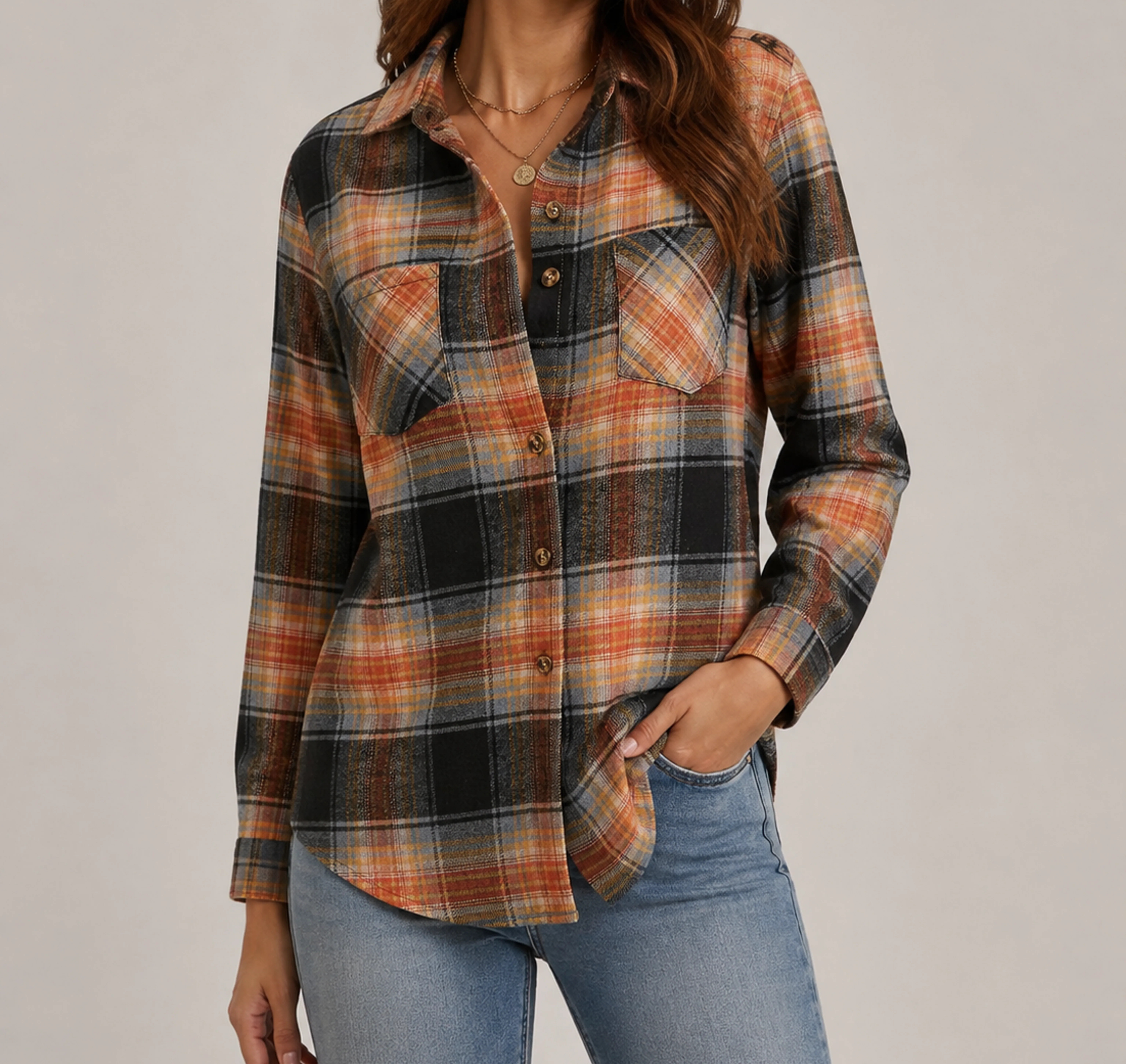 Rust & Black Plaid Harper plaid shirt