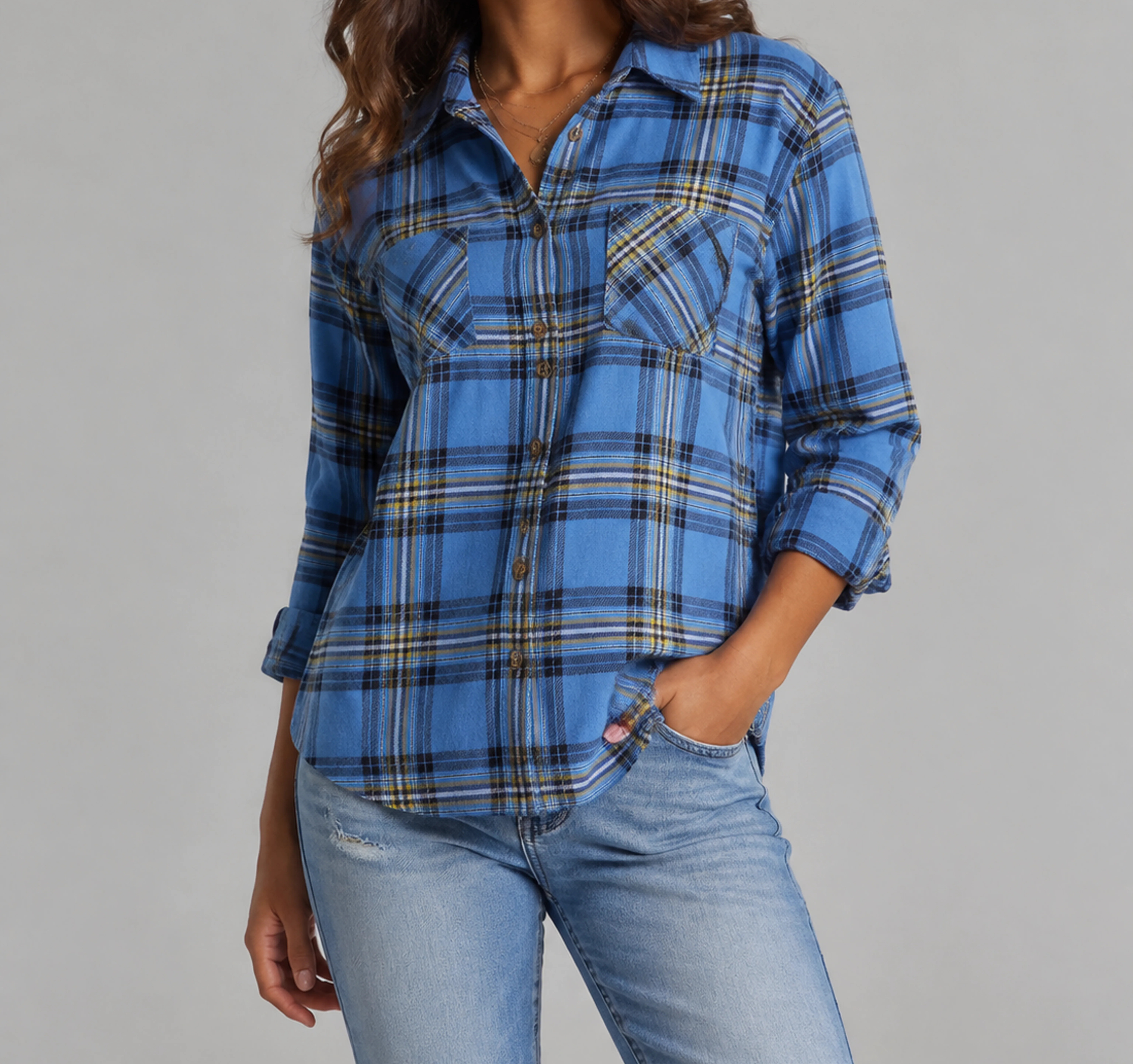Blue Plaid Harper plaid shirt