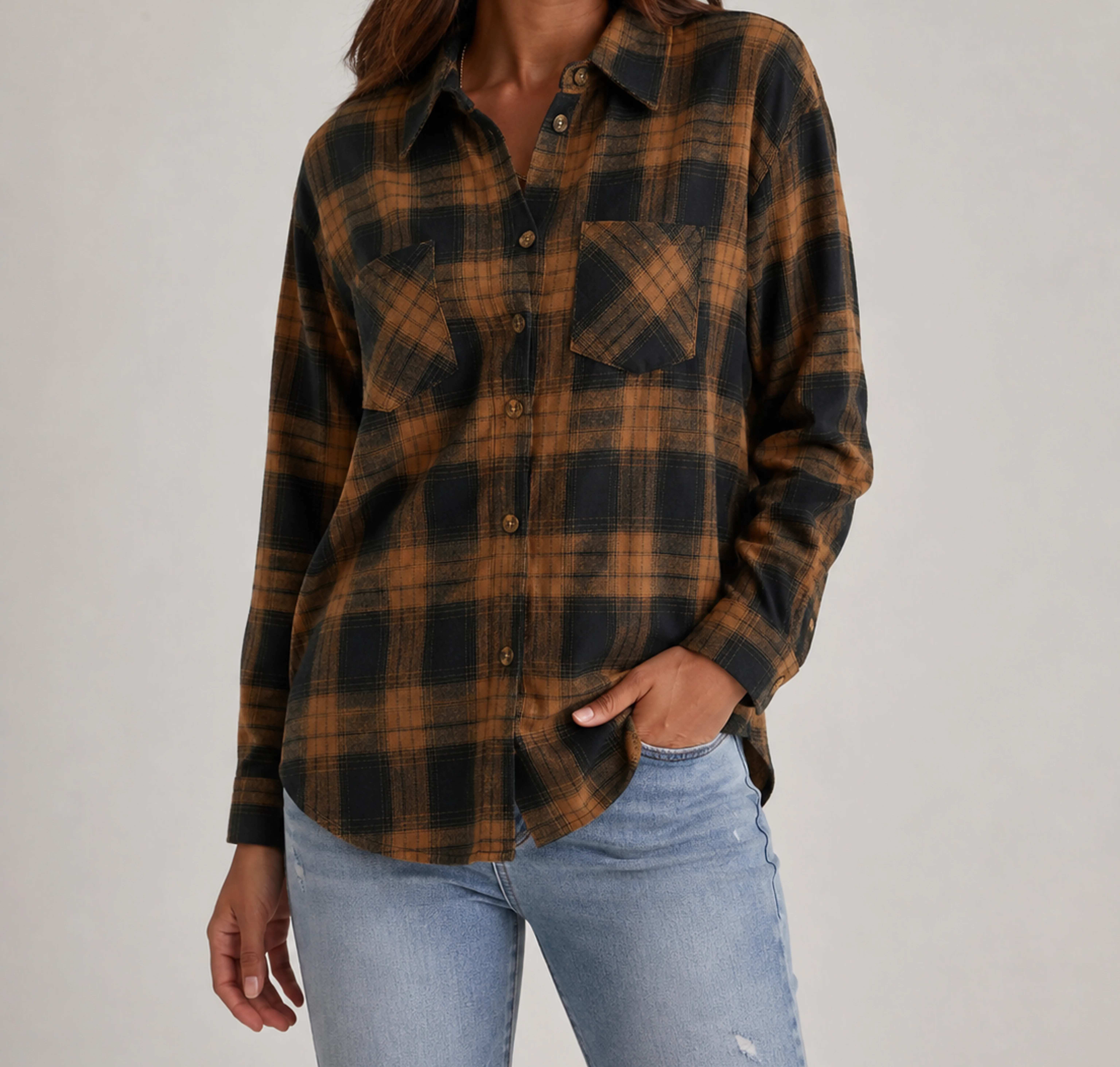 Ochre & Black Plaid Harper plaid shirt