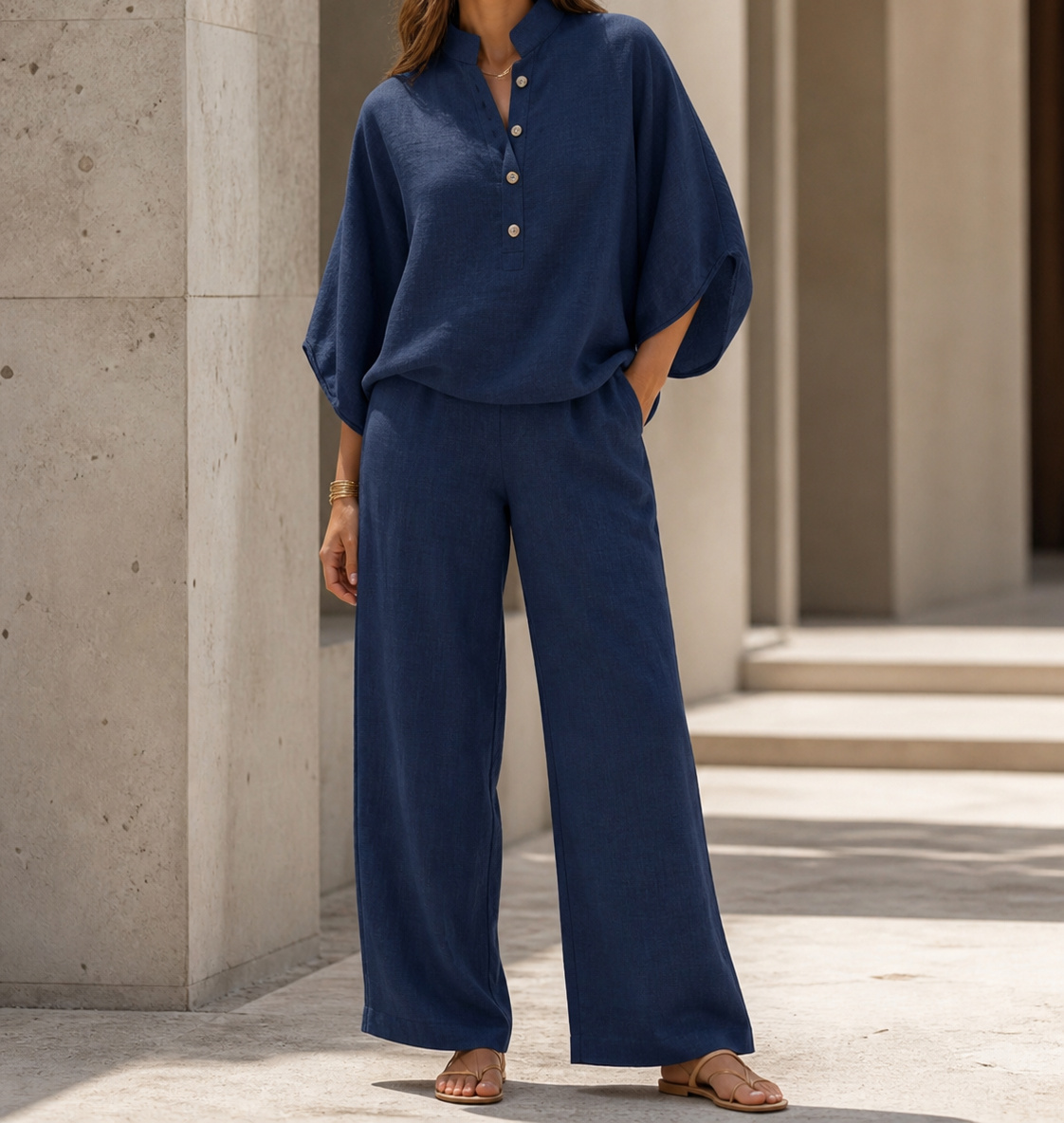 Women's relaxed two-piece set in Navy