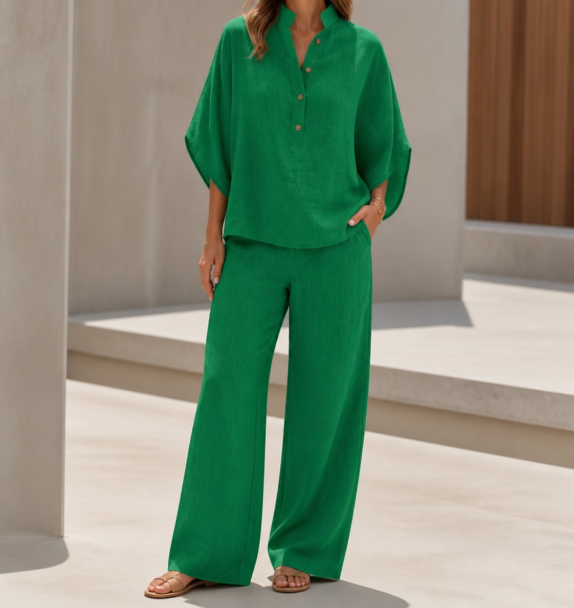 Women's relaxed two-piece set in Green