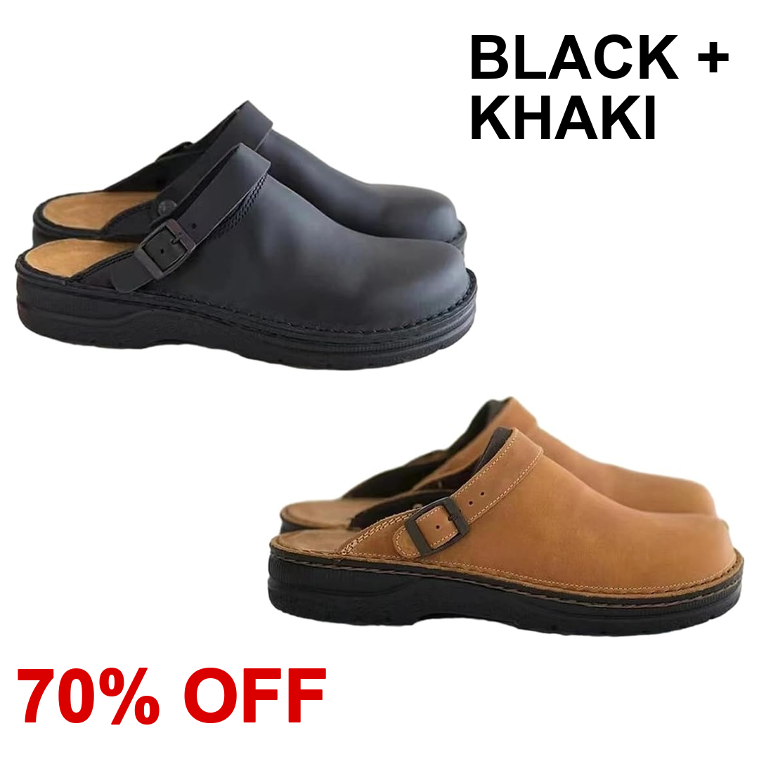 Black + Khaki two-pair clogs, 70% OFF