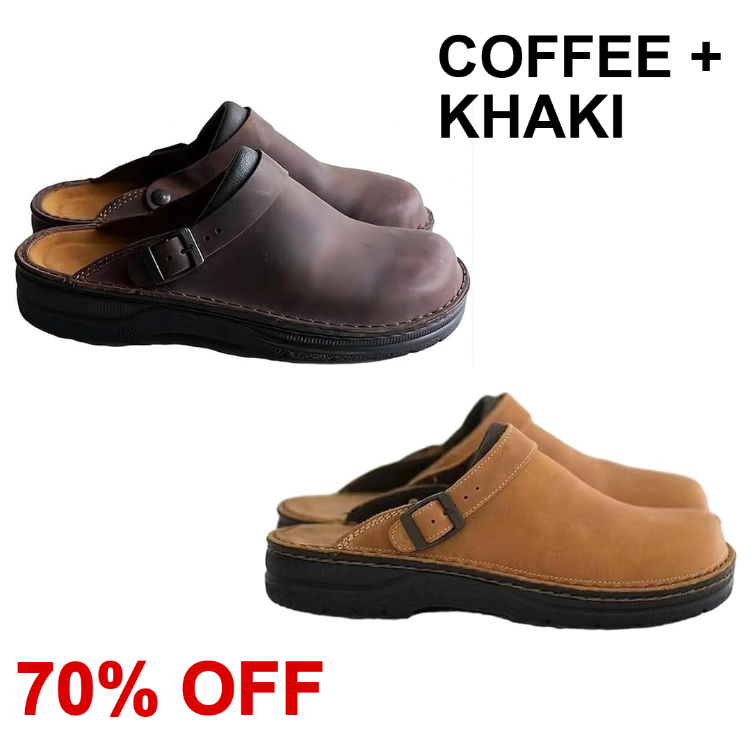 Coffee + Khaki two-pair clogs, 70% OFF