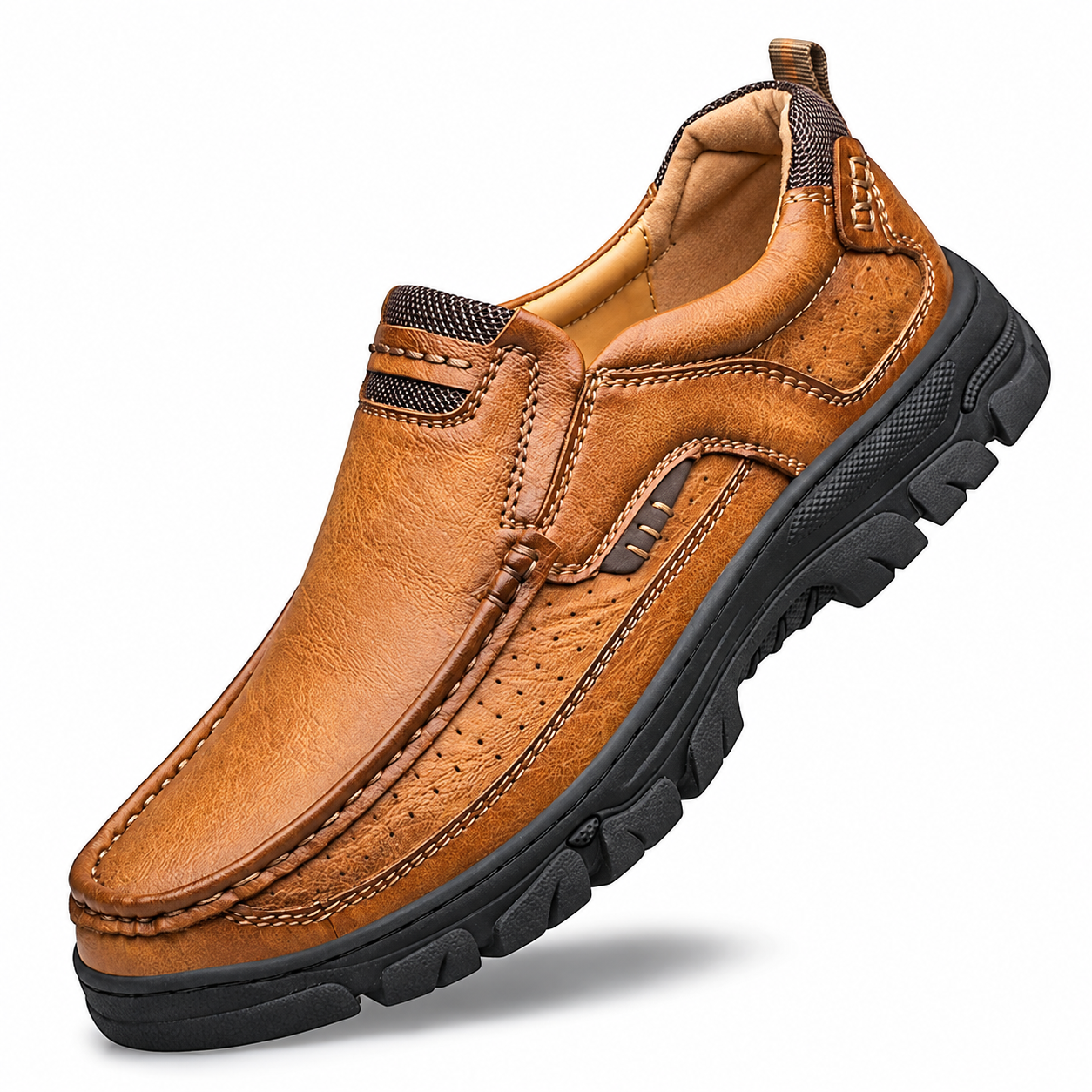 Yellow Men's Leather Slip-On Walking Loafers