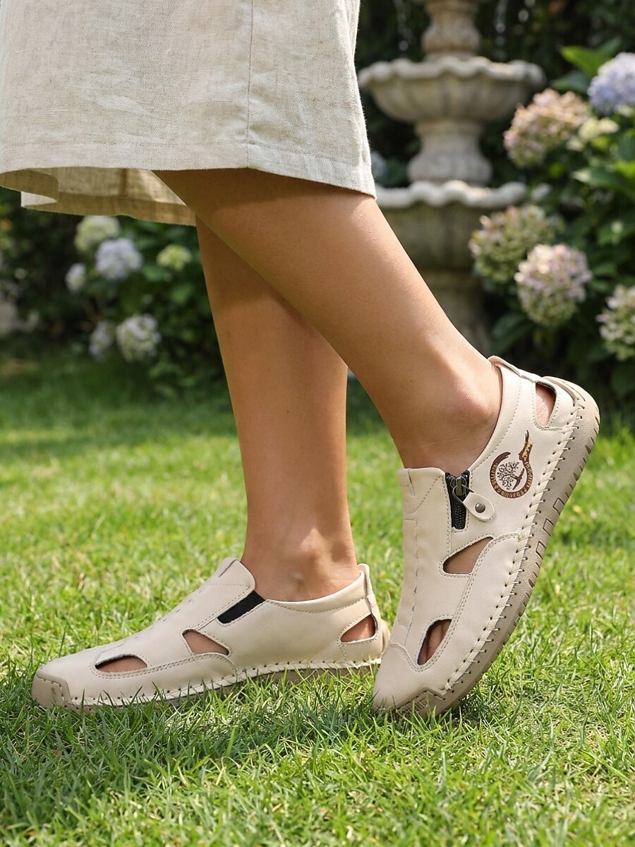 Men's & Women's Closed-Toe Cutout Sandals with Side Zip - product view 1