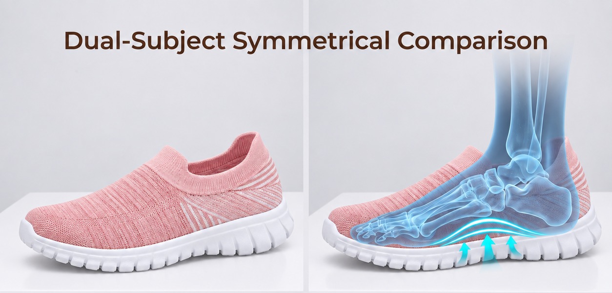Lightweight Knit Slip-On Walking Sneakers &mdash; Shoe profile