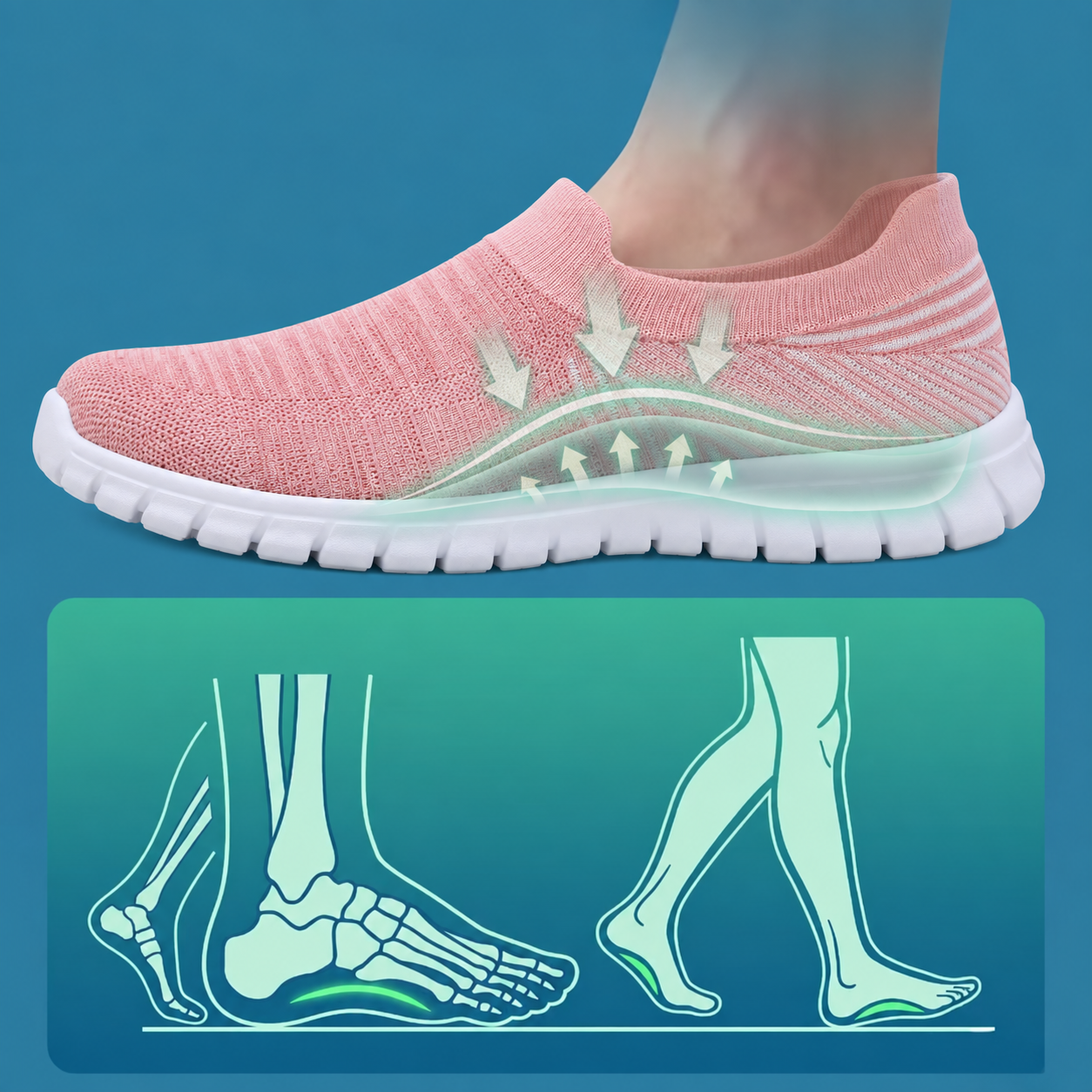 Lightweight Knit Slip-On Walking Sneakers &mdash; Flexible everyday design